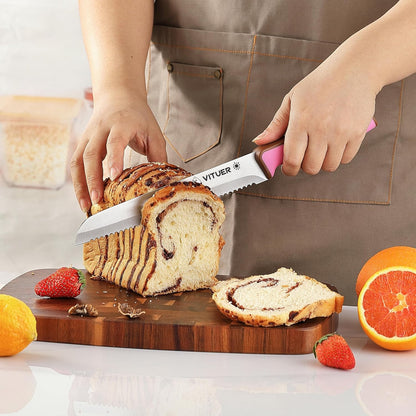 Knife Set, 7PCS Stainless Steel Kitchen Knife Block Set, Dishwasher Safe (Stylish Animal Characters)