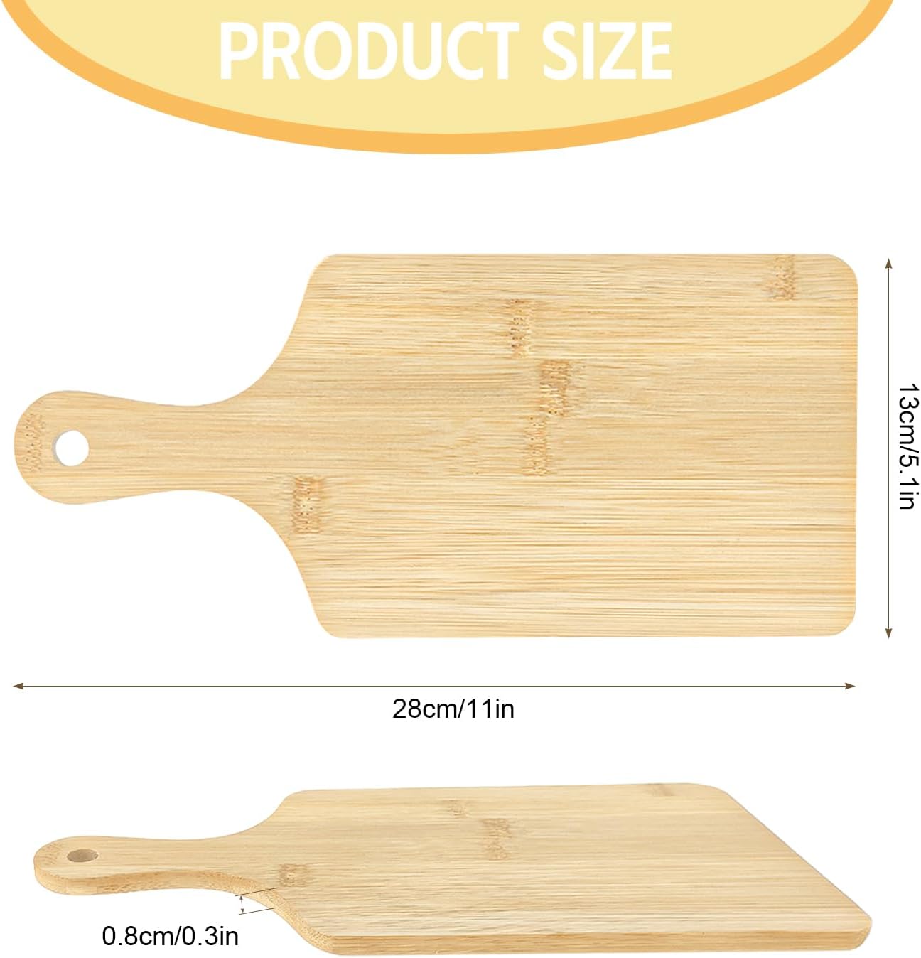 50 PCS Cutting Board Bulk Wood Chopping Board Laser Engraving Serving Board with Handle Charcuterie Boards for Customized Mother's Day Housewarming Gift 11" x 5" Bamboo
