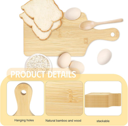 50 PCS Cutting Board Bulk Wood Chopping Board Laser Engraving Serving Board with Handle Charcuterie Boards for Customized Mother's Day Housewarming Gift 11" x 5" Bamboo