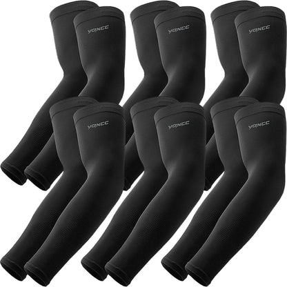 Arm Sleeves UV Sun Protection Cooling Sports Compression Sleeves | 6 Pairs, UPF50, Tattoo Coverage, Lightweight, Breathable, Arms Cover, Daily Wear, Outdoor Work, Basketball, Baseball, Golf