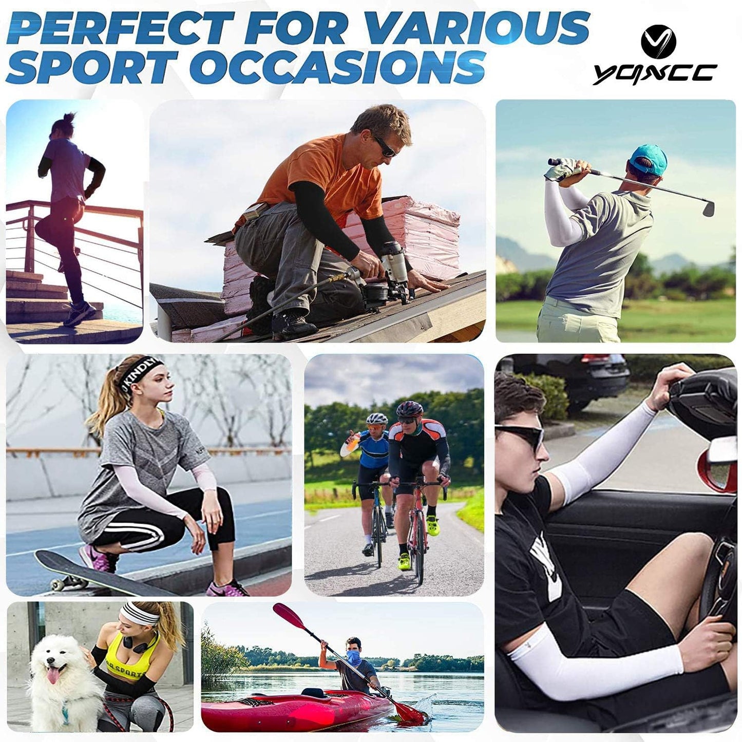 Arm Sleeves UV Sun Protection Cooling Sports Compression Sleeves | 6 Pairs, UPF50, Tattoo Coverage, Lightweight, Breathable, Arms Cover, Daily Wear, Outdoor Work, Basketball, Baseball, Golf