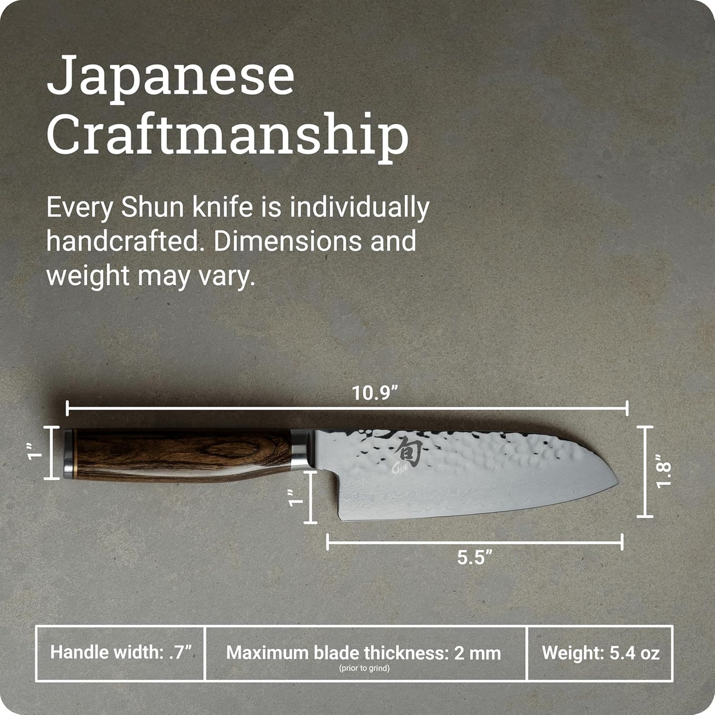 Premier 5.5" Santoku Knife, Handcrafted and Hand-Sharpened Japanese All Purpose Knife, VG-MAX Core with Damascus Stainless Steel Cladding, Pakkawood Handle, Versatile Japanese Cutting Tool