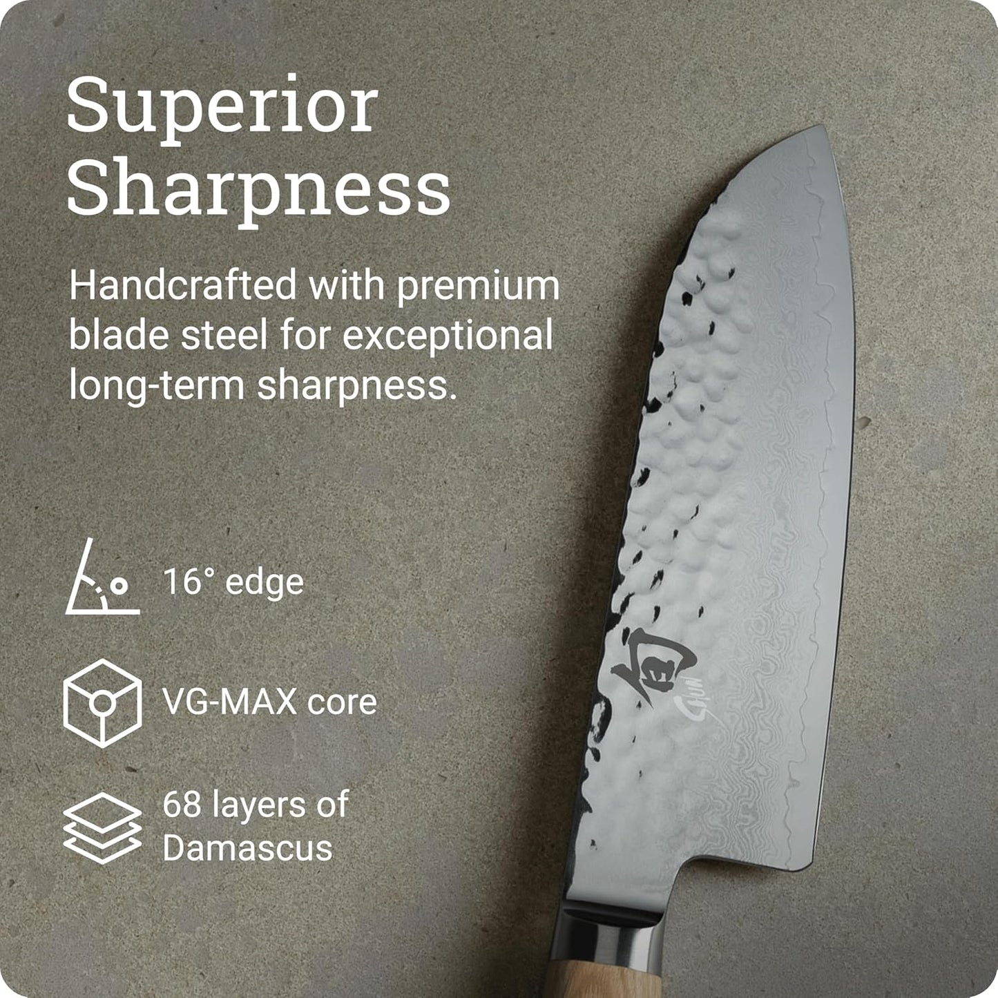 Premier 5.5" Santoku Knife, Handcrafted and Hand-Sharpened Japanese All Purpose Knife, VG-MAX Core with Damascus Stainless Steel Cladding, Pakkawood Handle, Versatile Japanese Cutting Tool