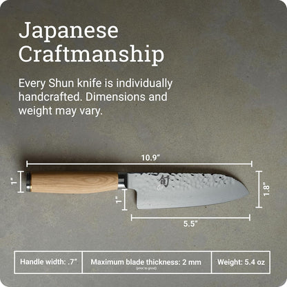 Premier 5.5" Santoku Knife, Handcrafted and Hand-Sharpened Japanese All Purpose Knife, VG-MAX Core with Damascus Stainless Steel Cladding, Pakkawood Handle, Versatile Japanese Cutting Tool