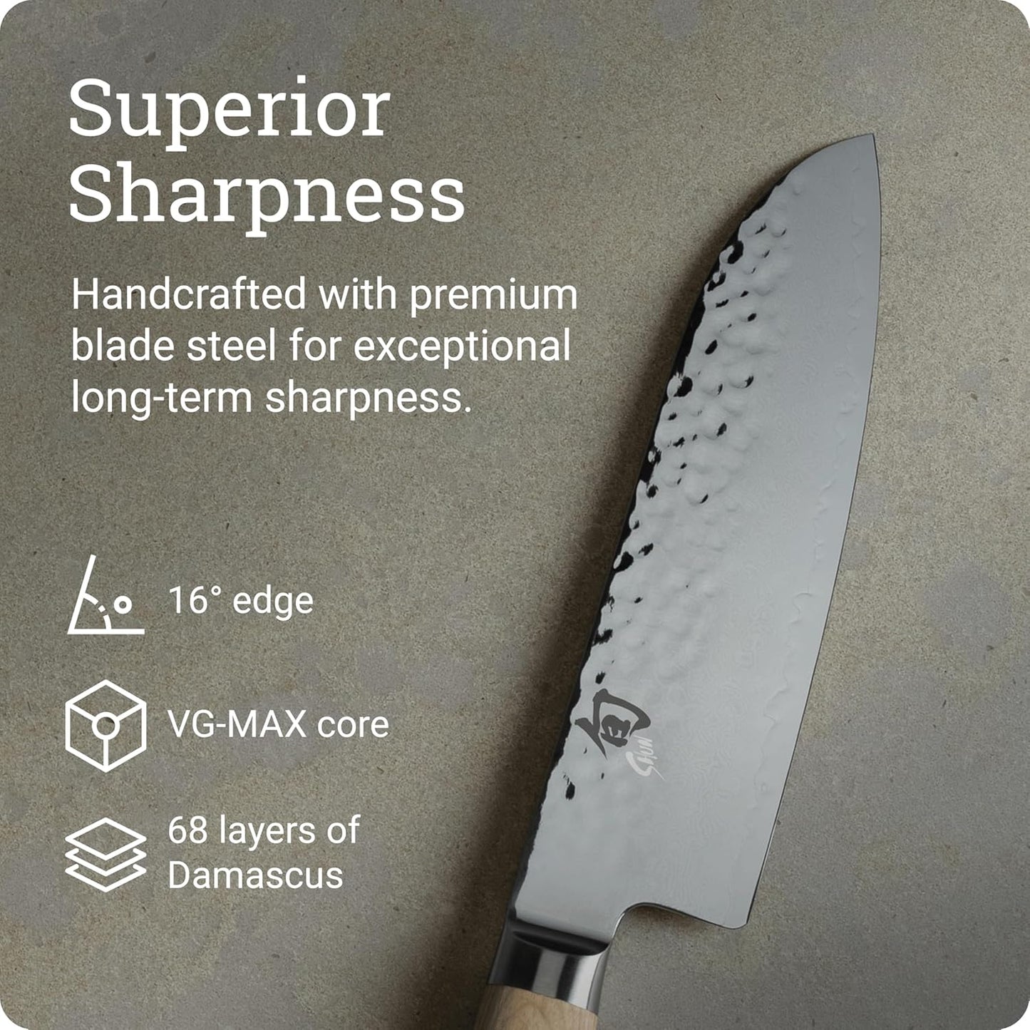 Premier 5.5" Santoku Knife, Handcrafted and Hand-Sharpened Japanese All Purpose Knife, VG-MAX Core with Damascus Stainless Steel Cladding, Pakkawood Handle, Versatile Japanese Cutting Tool