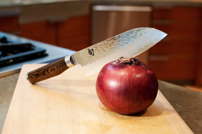 Premier 5.5" Santoku Knife, Handcrafted and Hand-Sharpened Japanese All Purpose Knife, VG-MAX Core with Damascus Stainless Steel Cladding, Pakkawood Handle, Versatile Japanese Cutting Tool