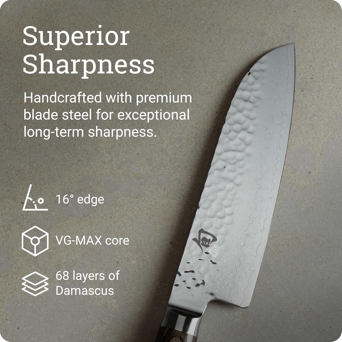 Premier 5.5" Santoku Knife, Handcrafted and Hand-Sharpened Japanese All Purpose Knife, VG-MAX Core with Damascus Stainless Steel Cladding, Pakkawood Handle, Versatile Japanese Cutting Tool