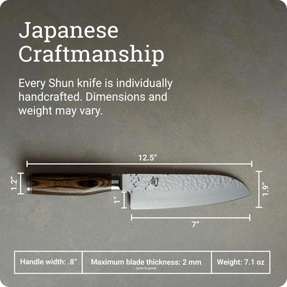 Premier 5.5" Santoku Knife, Handcrafted and Hand-Sharpened Japanese All Purpose Knife, VG-MAX Core with Damascus Stainless Steel Cladding, Pakkawood Handle, Versatile Japanese Cutting Tool