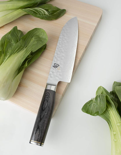 Premier 5.5" Santoku Knife, Handcrafted and Hand-Sharpened Japanese All Purpose Knife, VG-MAX Core with Damascus Stainless Steel Cladding, Pakkawood Handle, Versatile Japanese Cutting Tool