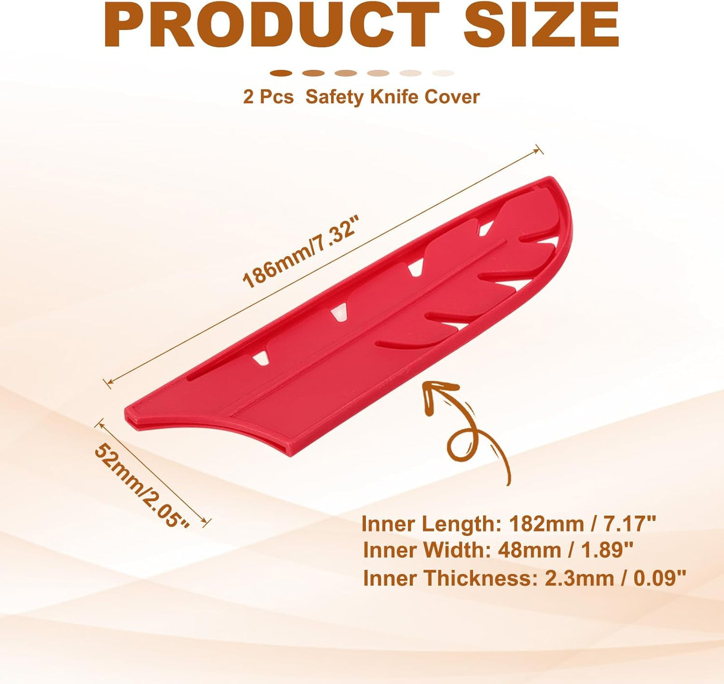 ABS Safety Knife Cover Sleeves for 5" Santoku Knife, Universal Chopping Edge Guard Blade Protector Sheath for Kitchen Bar, Red, 12.7cm L, Pack of 2