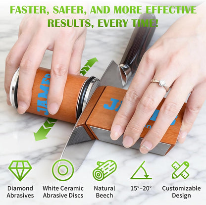 Personalized Rolling Knife Sharpener Kit, Knife Sharpener Tool with Replaceable Discs, 15° & 20° Magnetic Angles for Any Blade Hardness, knife Sharpener for Chefs & Cooks, knife collectors