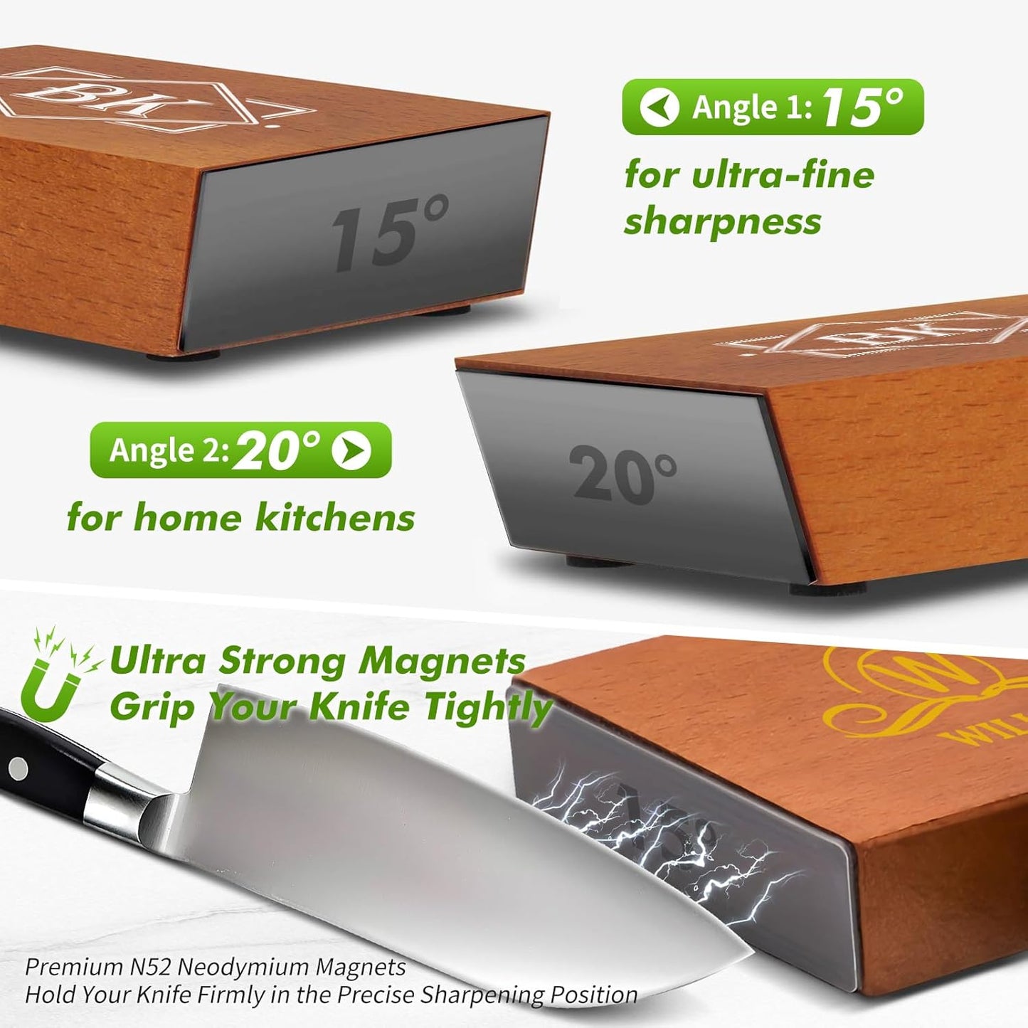 Personalized Rolling Knife Sharpener Kit, Knife Sharpener Tool with Replaceable Discs, 15° & 20° Magnetic Angles for Any Blade Hardness, knife Sharpener for Chefs & Cooks, knife collectors