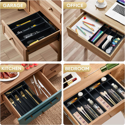 Silverware Organizer, 10 Inch Utensil Organizer Kitchen Drawer Organizer Bamboo Silverware Holder Cutlery Tray Organizer in Drawer Flatware Organizer Tray(5 slots, Natural