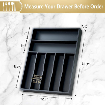 Silverware Organizer, 10 Inch Utensil Organizer Kitchen Drawer Organizer Bamboo Silverware Holder Cutlery Tray Organizer in Drawer Flatware Organizer Tray(5 slots, Natural
