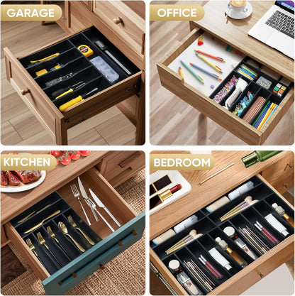 Silverware Organizer, 10 Inch Utensil Organizer Kitchen Drawer Organizer Bamboo Silverware Holder Cutlery Tray Organizer in Drawer Flatware Organizer Tray(5 slots, Natural