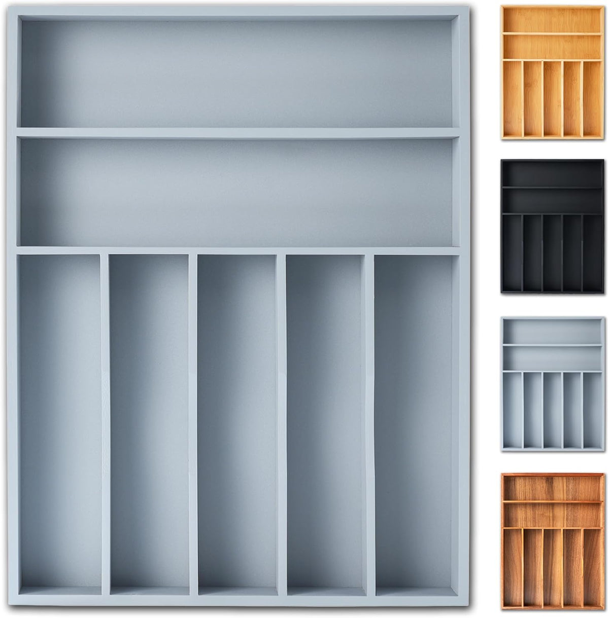 Silverware Organizer, 10 Inch Utensil Organizer Kitchen Drawer Organizer Bamboo Silverware Holder Cutlery Tray Organizer in Drawer Flatware Organizer Tray(5 slots, Natural