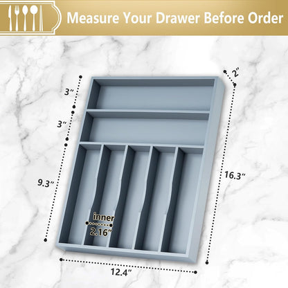 Silverware Organizer, 10 Inch Utensil Organizer Kitchen Drawer Organizer Bamboo Silverware Holder Cutlery Tray Organizer in Drawer Flatware Organizer Tray(5 slots, Natural