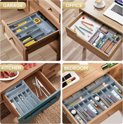 Silverware Organizer, 10 Inch Utensil Organizer Kitchen Drawer Organizer Bamboo Silverware Holder Cutlery Tray Organizer in Drawer Flatware Organizer Tray(5 slots, Natural