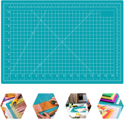 18"x12" Self Healing Cutting Mat, Sewing Mat for Crafts, Double Sided 5-Ply Table Cutting Board for Fabric Quilting Leather Modeling Hobby Project, Turquoise