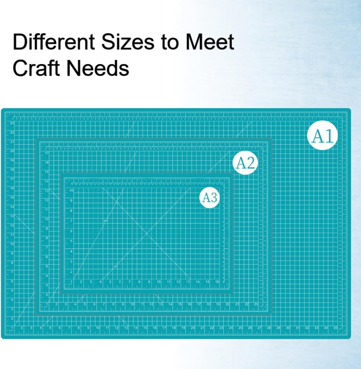 18"x12" Self Healing Cutting Mat, Sewing Mat for Crafts, Double Sided 5-Ply Table Cutting Board for Fabric Quilting Leather Modeling Hobby Project, Turquoise