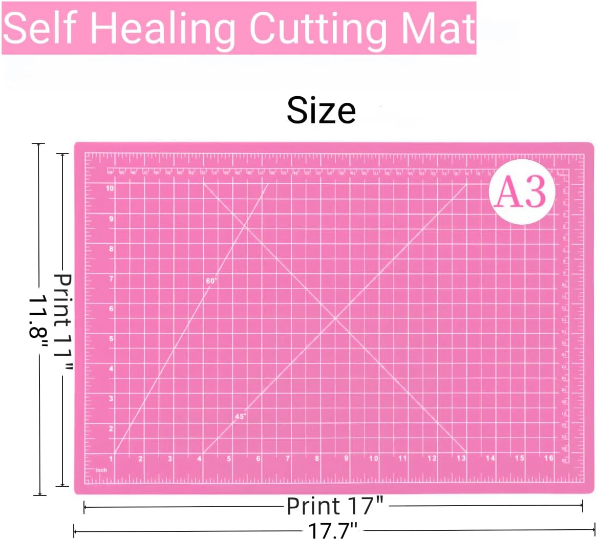 18"x12" Self Healing Cutting Mat, Sewing Mat for Crafts, Double Sided 5-Ply Table Cutting Board for Fabric Quilting Leather Modeling Hobby Project, Turquoise