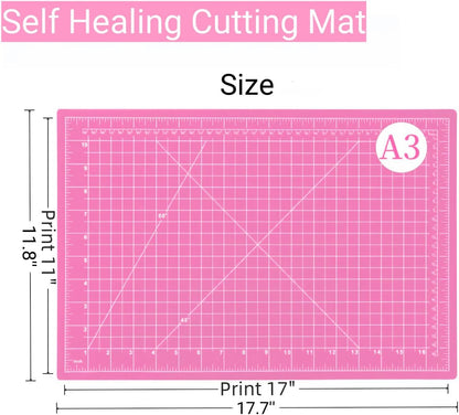 18"x12" Self Healing Cutting Mat, Sewing Mat for Crafts, Double Sided 5-Ply Table Cutting Board for Fabric Quilting Leather Modeling Hobby Project, Turquoise