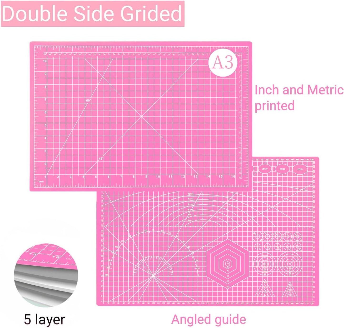 18"x12" Self Healing Cutting Mat, Sewing Mat for Crafts, Double Sided 5-Ply Table Cutting Board for Fabric Quilting Leather Modeling Hobby Project, Turquoise