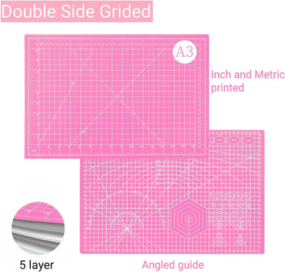 18"x12" Self Healing Cutting Mat, Sewing Mat for Crafts, Double Sided 5-Ply Table Cutting Board for Fabric Quilting Leather Modeling Hobby Project, Turquoise