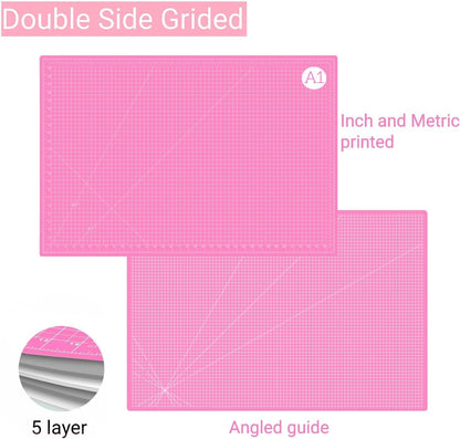 18"x12" Self Healing Cutting Mat, Sewing Mat for Crafts, Double Sided 5-Ply Table Cutting Board for Fabric Quilting Leather Modeling Hobby Project, Turquoise