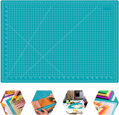 18"x12" Self Healing Cutting Mat, Sewing Mat for Crafts, Double Sided 5-Ply Table Cutting Board for Fabric Quilting Leather Modeling Hobby Project, Turquoise