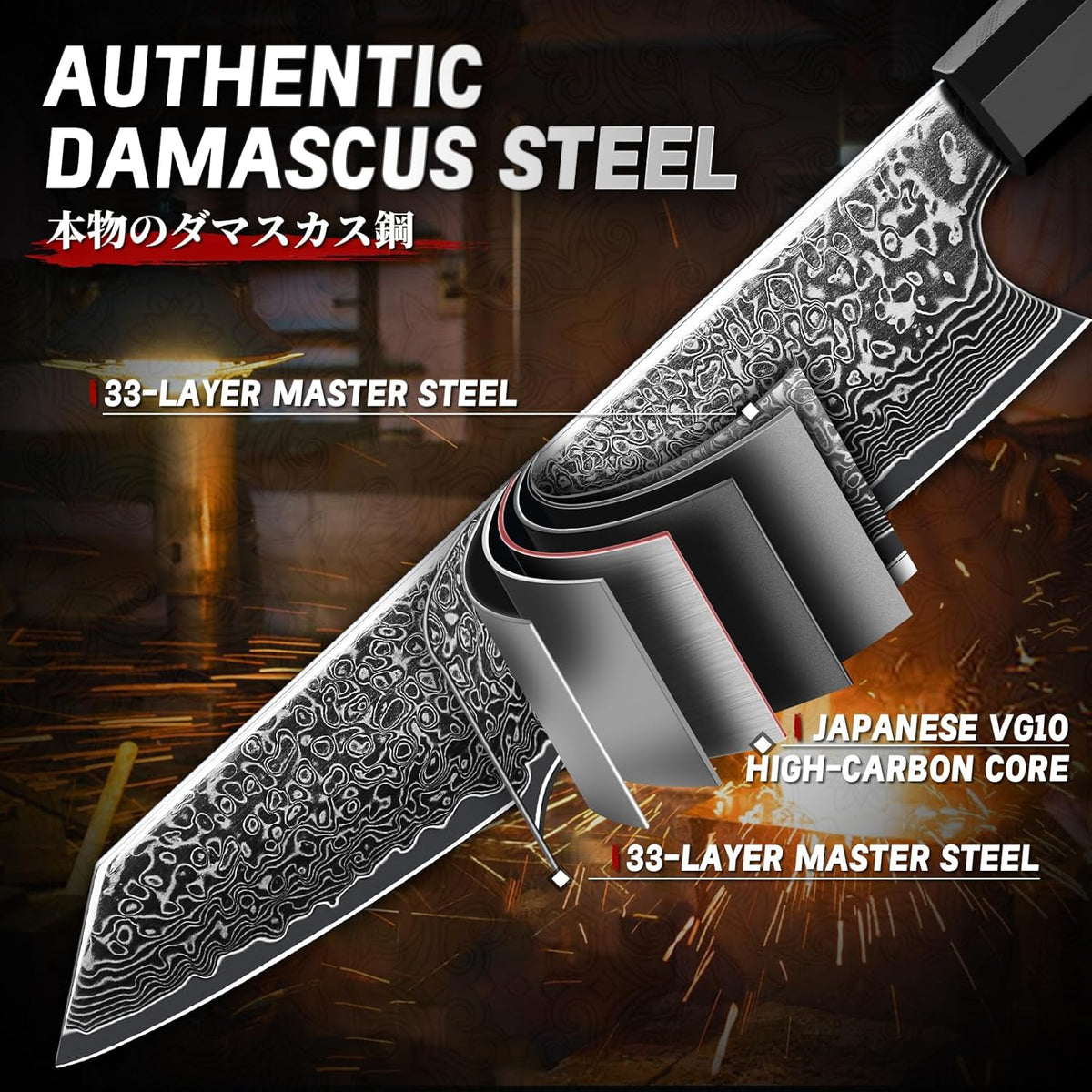 Damascus Nakiri Knife 6.5 Inch – VG10 Multipurpose Kitchen Knife | Japanese VG10 steel, Honbazuke Sharpening Method, Ergonomic Olive Wood Handle, Gift Box, for Vegetables and Meat