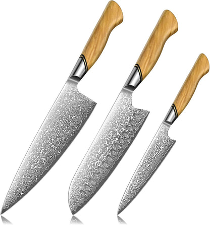 Damascus Nakiri Knife 6.5 Inch – VG10 Multipurpose Kitchen Knife | Japanese VG10 steel, Honbazuke Sharpening Method, Ergonomic Olive Wood Handle, Gift Box, for Vegetables and Meat