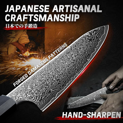 Damascus Nakiri Knife 6.5 Inch – VG10 Multipurpose Kitchen Knife | Japanese VG10 steel, Honbazuke Sharpening Method, Ergonomic Olive Wood Handle, Gift Box, for Vegetables and Meat