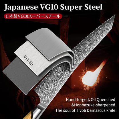 Damascus Nakiri Knife 6.5 Inch – VG10 Multipurpose Kitchen Knife | Japanese VG10 steel, Honbazuke Sharpening Method, Ergonomic Olive Wood Handle, Gift Box, for Vegetables and Meat