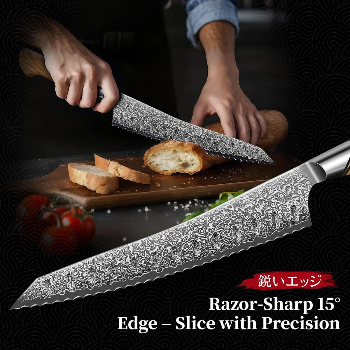 Damascus Nakiri Knife 6.5 Inch – VG10 Multipurpose Kitchen Knife | Japanese VG10 steel, Honbazuke Sharpening Method, Ergonomic Olive Wood Handle, Gift Box, for Vegetables and Meat