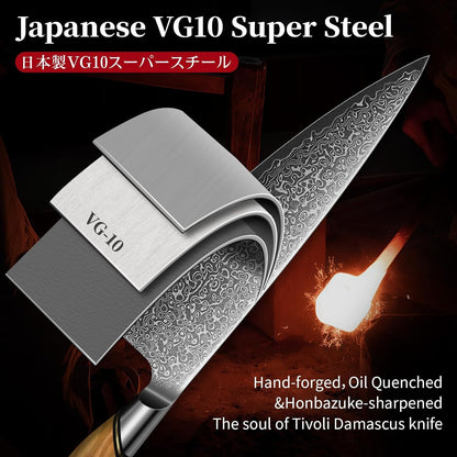Damascus Nakiri Knife 6.5 Inch – VG10 Multipurpose Kitchen Knife | Japanese VG10 steel, Honbazuke Sharpening Method, Ergonomic Olive Wood Handle, Gift Box, for Vegetables and Meat