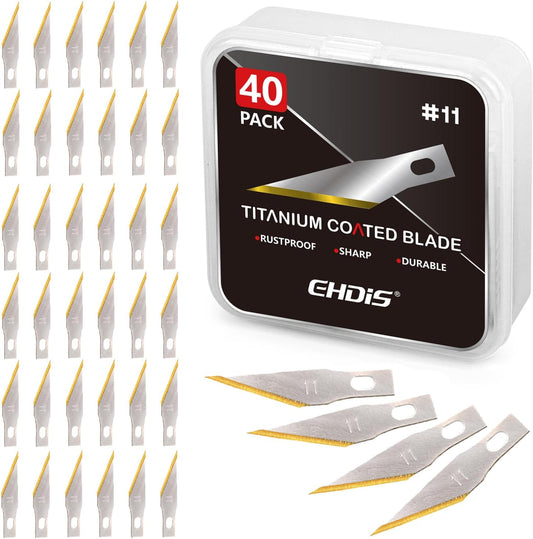 Precision Craft Hobby Knife Blades # 11 Titanium Coated Blade Refill Hobby Art Blades Cutting Tool with Storage Case for Craft, Hobby, Scrapbooking, Stencil-20 Pack (Pack of 40)