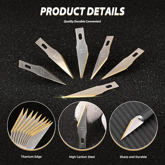 Precision Craft Hobby Knife Blades # 11 Titanium Coated Blade Refill Hobby Art Blades Cutting Tool with Storage Case for Craft, Hobby, Scrapbooking, Stencil-20 Pack (Pack of 40)