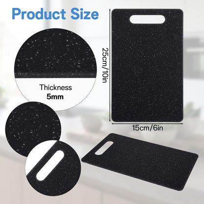 10 Pcs Small Cutting Board for Kitchen Mini Plastic Cutting Board Set Bar Dishwasher Safe Granite Color Food for Camping Food Fruits Prep Vegetables Easy Grip, 6" x 10",Black