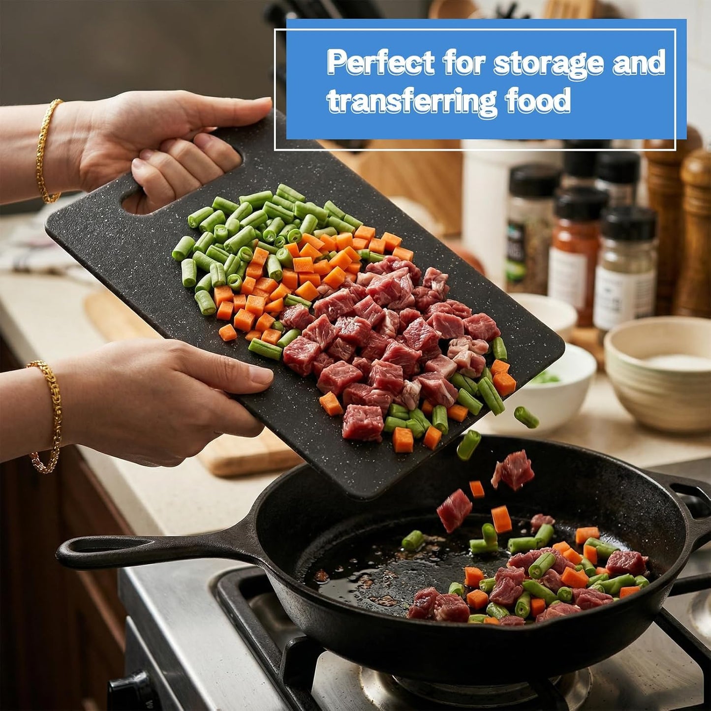 10 Pcs Small Cutting Board for Kitchen Mini Plastic Cutting Board Set Bar Dishwasher Safe Granite Color Food for Camping Food Fruits Prep Vegetables Easy Grip, 6" x 10",Black