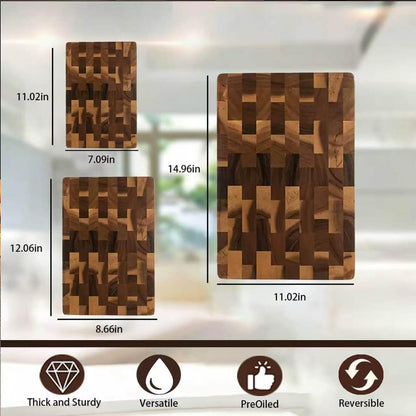 3 Packs Acacia Wood Cutting Board Set，Durable Chopping Board with Built-in Ergonomic Handles & Deep Juice Grooves，Block for Kitchen Prep & Charcuterie Serving
