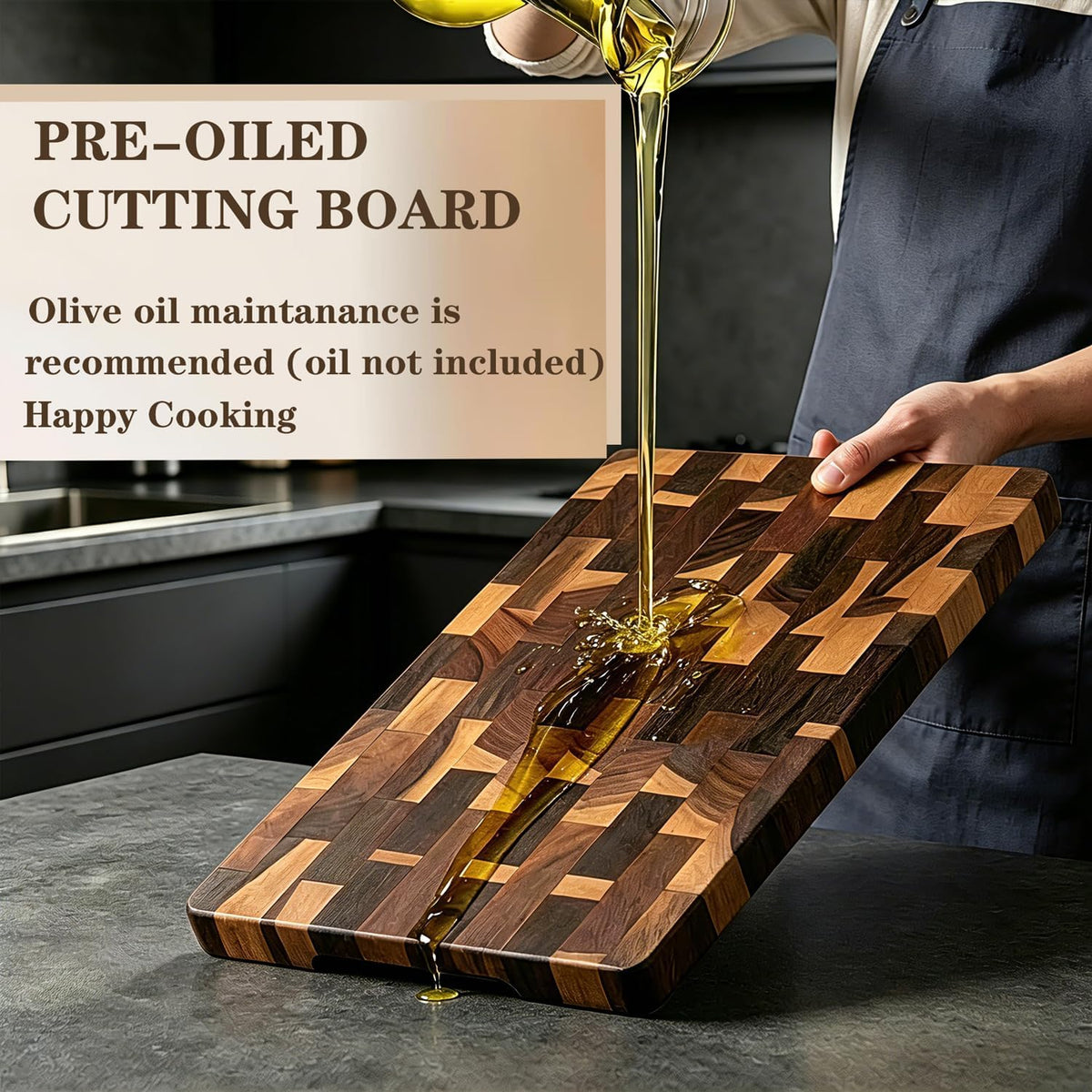 3 Packs Acacia Wood Cutting Board Set，Durable Chopping Board with Built-in Ergonomic Handles & Deep Juice Grooves，Block for Kitchen Prep & Charcuterie Serving