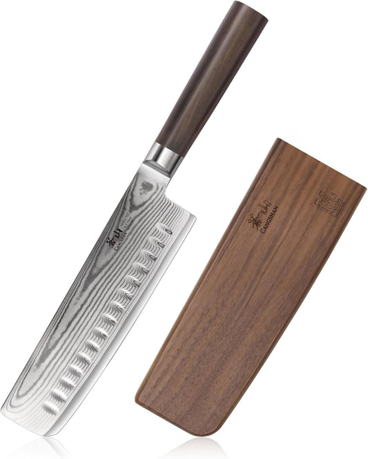 Cangshan HAKU Series Nakiri Knife with Sheath, X-7 Damascus Steel (7-Inch)