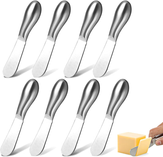 8 Pcs Cheese Spreader Knives, Mini Cheese and Butter Spreader Knife Set Stainless Steel Sandwich Cream Cake Butter Knives for Christmas Thanksgiving Day