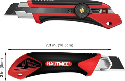 25mm Extra Heavy-Duty Utility Knife, Multi-Purpose Snap-off Box Cutter, Ratchet-lock Mechanism, Reinforced Fiberglass Handle HT0250-KN