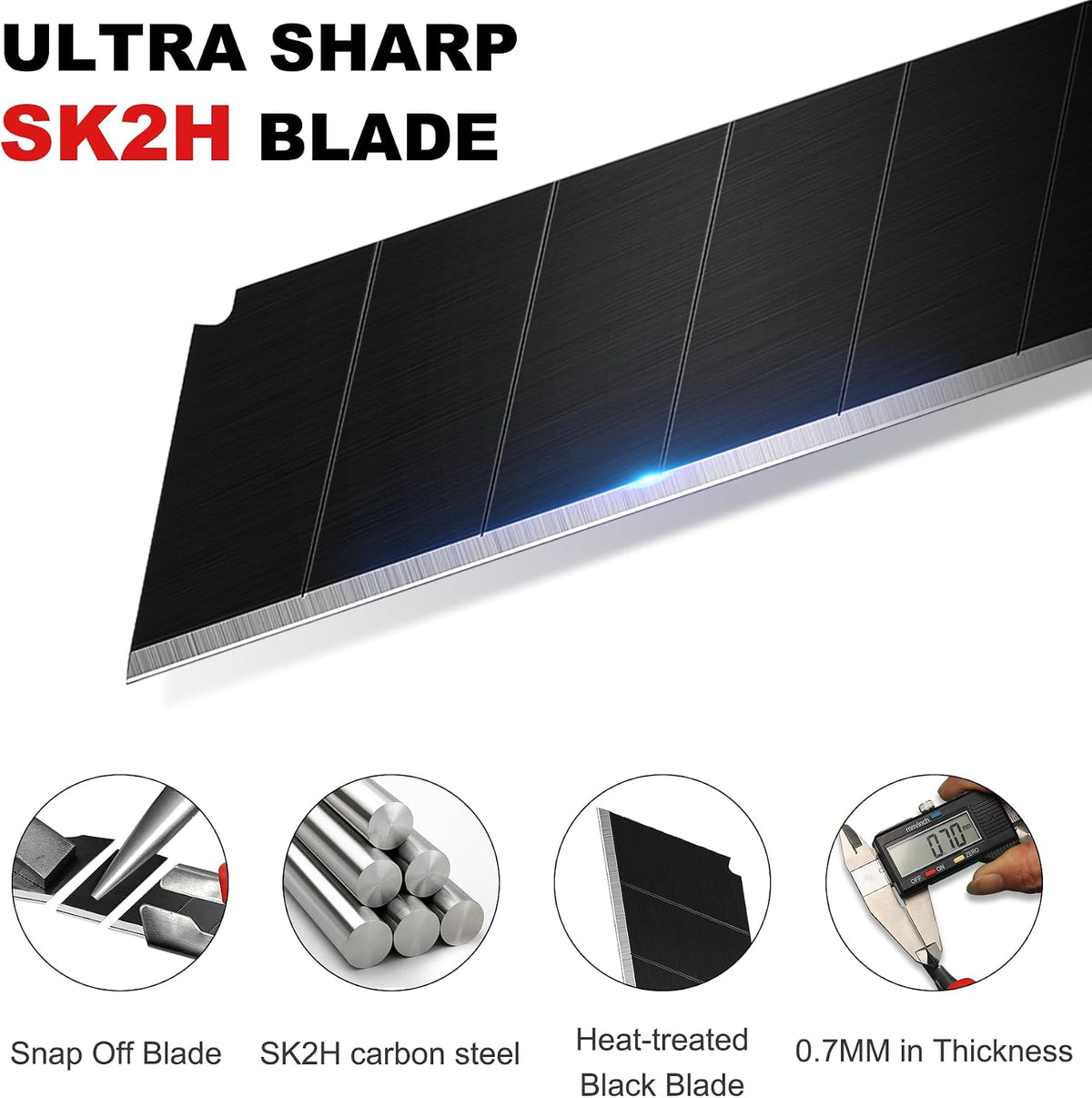 25mm Extra Heavy-Duty Utility Knife, Multi-Purpose Snap-off Box Cutter, Ratchet-lock Mechanism, Reinforced Fiberglass Handle HT0250-KN
