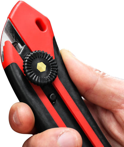 25mm Extra Heavy-Duty Utility Knife, Multi-Purpose Snap-off Box Cutter, Ratchet-lock Mechanism, Reinforced Fiberglass Handle HT0250-KN