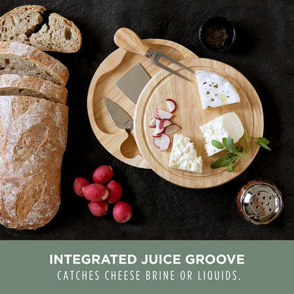 TOSCANA - a Picnic Time brand Acacia Brie Cheese Board and Knife Set - Charcuterie Board Set - Wood Cutting Board, (Acacia Wood) 7.5 Inches