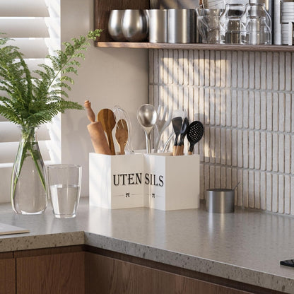 Extra Large Utensil Holder Countertop for Kitchen Counter,Wood,Black