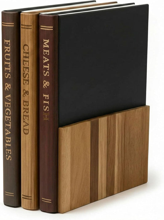 Library Cutting Board Set, Wood Book Cutting Boards with Stand, Decorative Cutting Boards for Kitchen Display, Acacia Wooden Chopping Board Set of 3